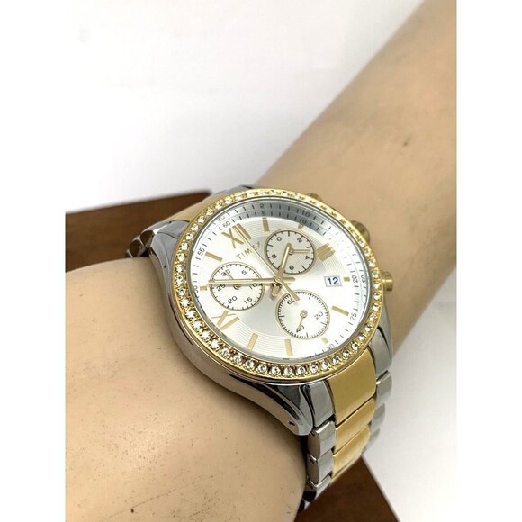 Timex Women's Watch TW2V57700 Quartz Chronograph Silver Dial Two Tone St… - Picture 5 of 14